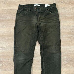 Billy Reid Moleskin Jeans - Forest Green, Waist 28 inches